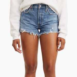 Levi's Classic Blue Frayed Jean Shorts